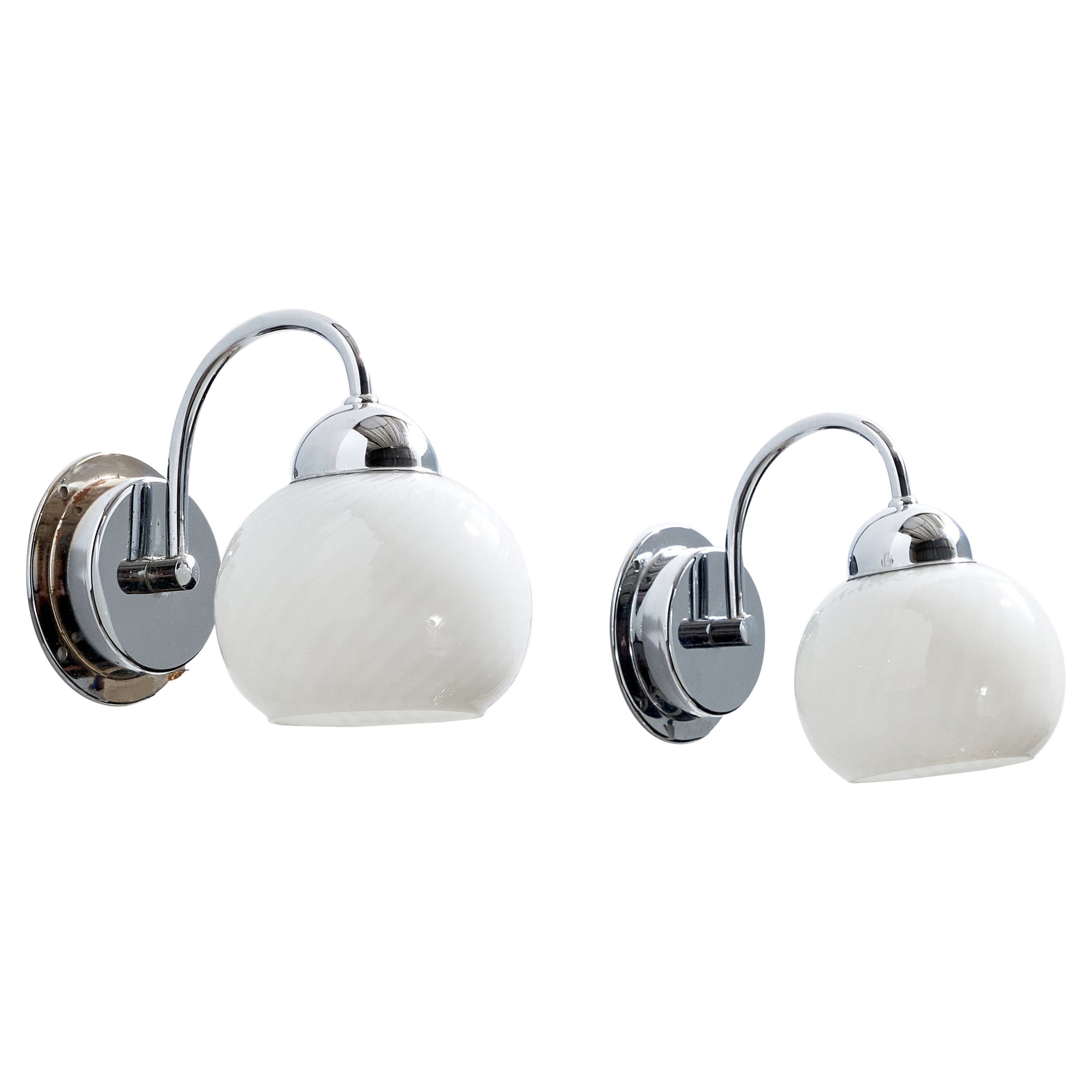 Ewå Värnamo, Wall Lights, métal, verre, Suède, années 1970