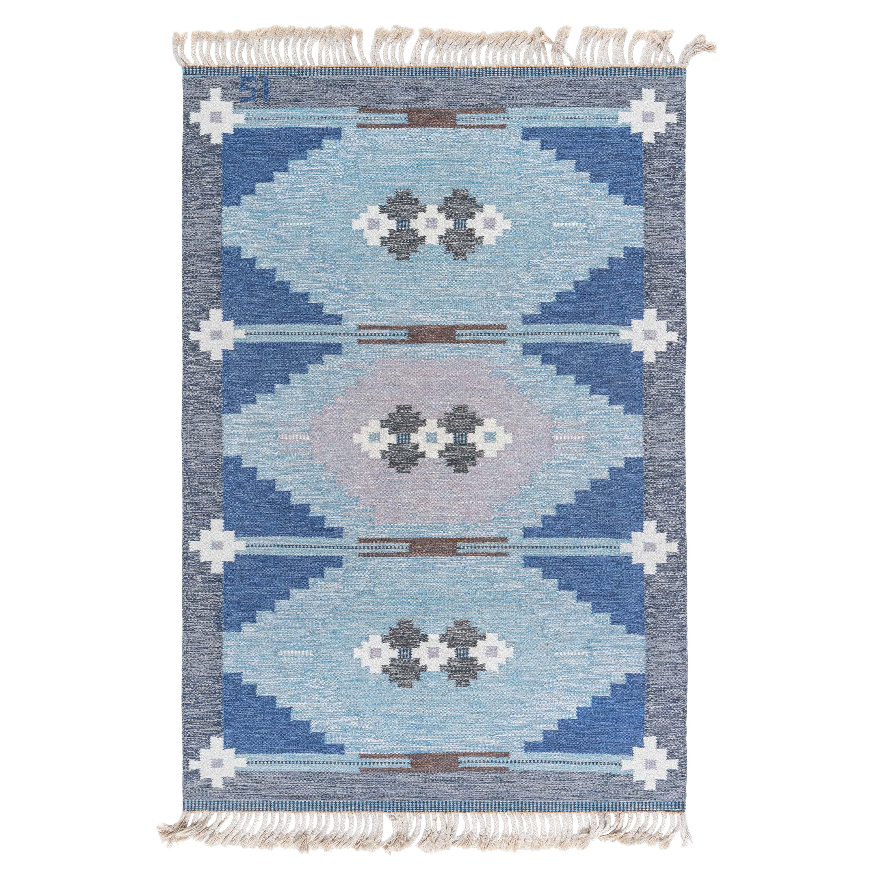 Doris Leslie Blau Vintage Swedish Flat-Weave Rug by Ingegerd Silow