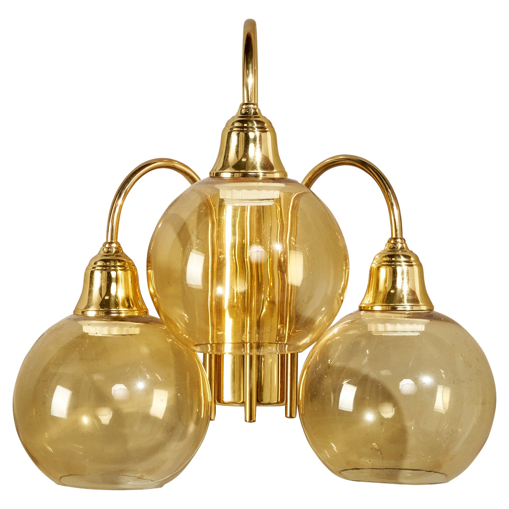 GBW, Wall Light, Brass, Glass, Sweden, 1970s