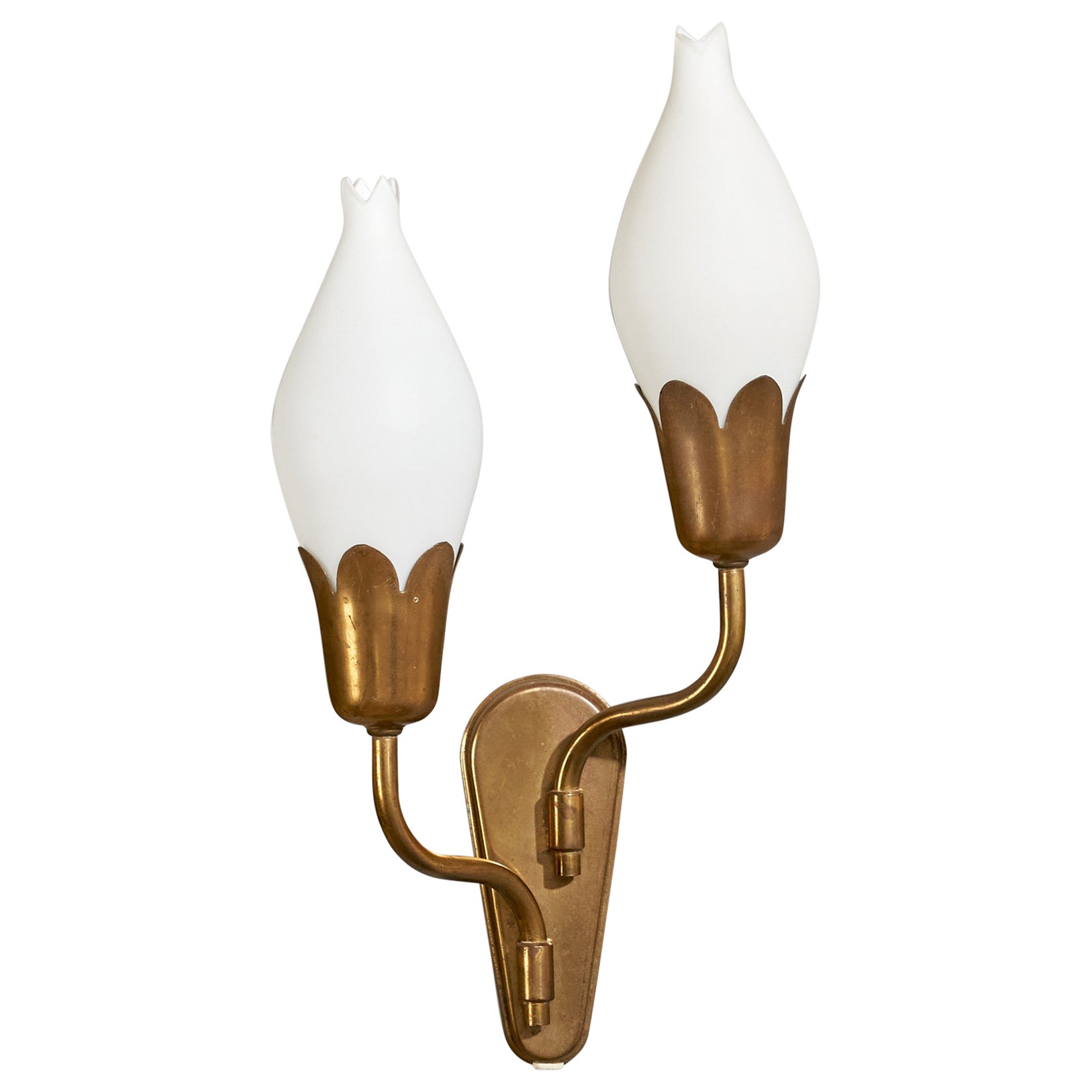 Fog & Mørup, Wall Light, Brass, Glass, Denmark, 1950s