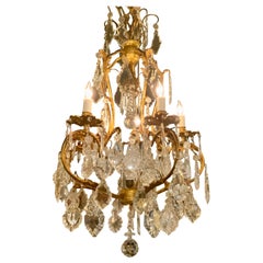 French bronze and crystal chandelier