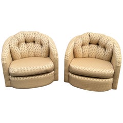 Pair of Champagne Colored Swivel Chairs