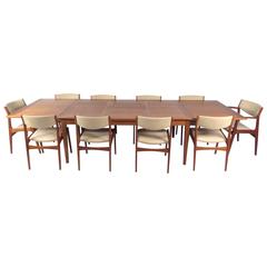 Impressive Mid-Century Danish Teak Draw Leaf Dining Set 4