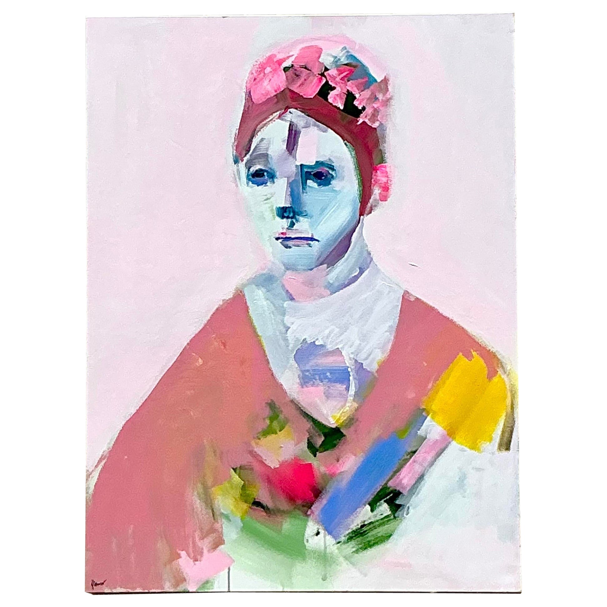 Pittura astratta figurativa su tela Vintage By