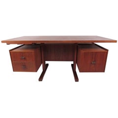 Mid-Century Modern Floating Top Desk in Teak