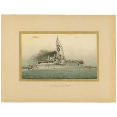 SMS Ägir: Nave da difesa costiera tedesca - Cromolitografia del 1903