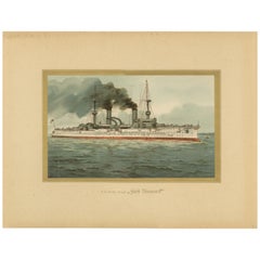 SMS Fürst Bismarck: German Armored Cruiser in Pre-WWI Era – 1903 Chromolitho