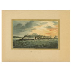 German Torpedo Boat Division at Sea – 1903 Chromolithograph by Hugo Graf