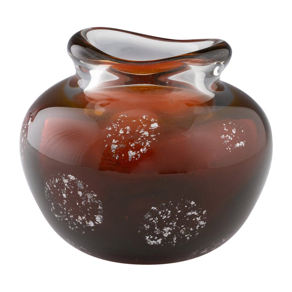 Raro vaso d'ambra incamiciato Borske Sklo di Milena Veliskova 1953