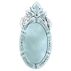 Mirror Antique Venetian Design from Italy Oval Venetian Wall Mirror Glass Frame