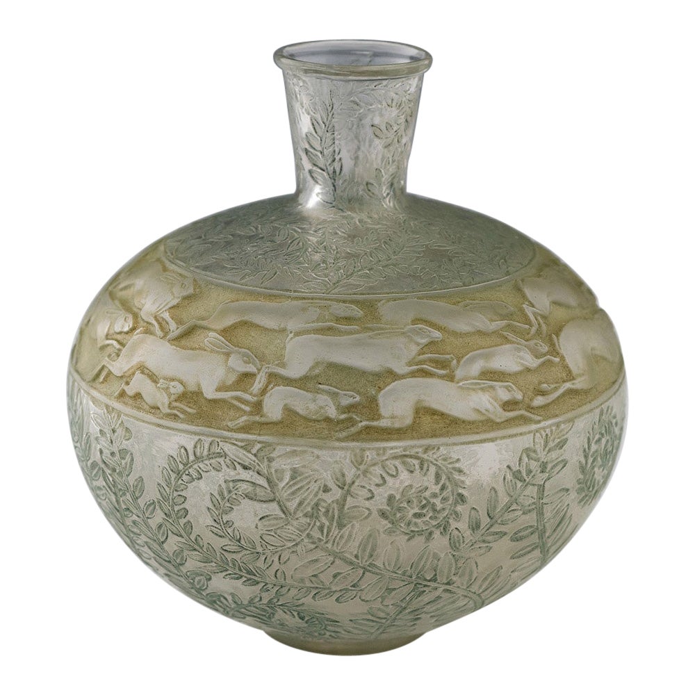 Rene Lalique Jarrón Lievres Diseñado 1923 - Marcilhac 942