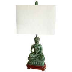 Vintage Mid-Century Modern Verdigris Buddha Table Lamp
