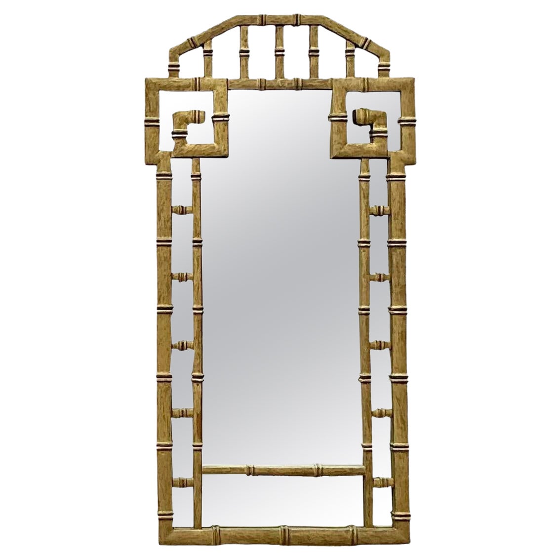 Miroir Regency vintage doré à clé grecque