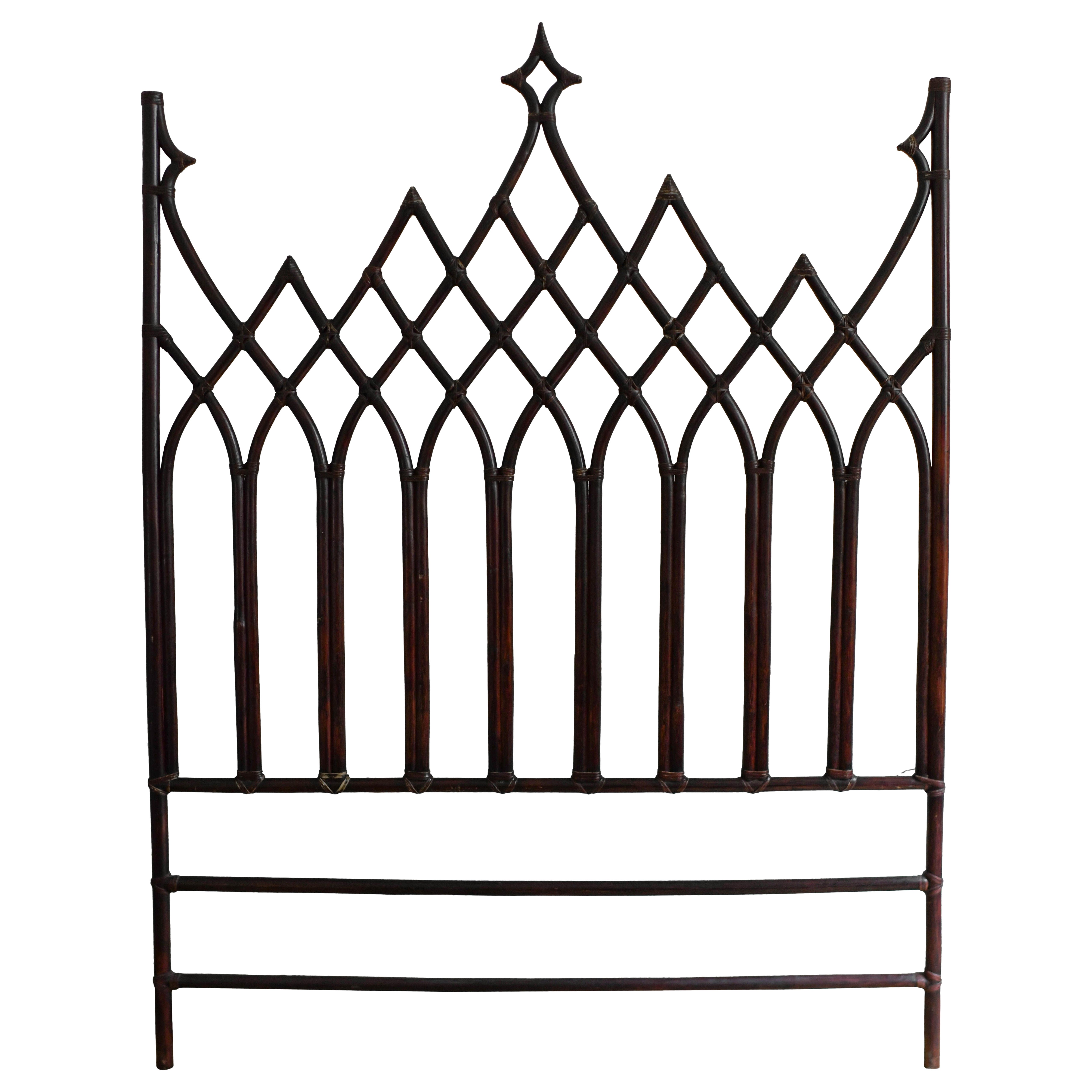 Large curved bamboo headboard – Lyda Levi for Mcguire San Francisco, 1970