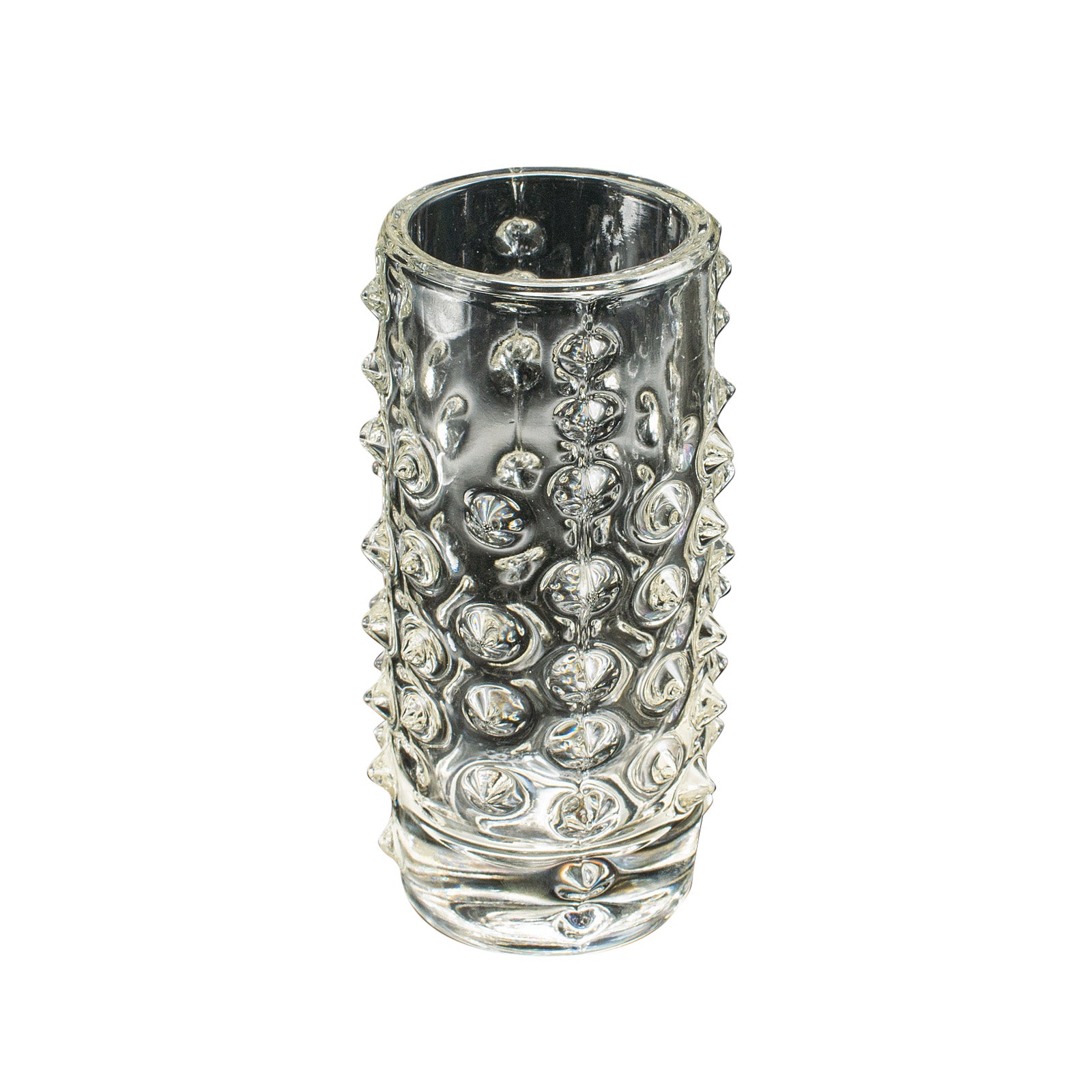 Petit vase à fleurs bohème vintage, tchèque, verre d'art, manches en forme de Posy, vers 1970