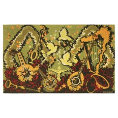 Vintage MC Bertrand Pictorial French Tapestry  Rug & Kilim