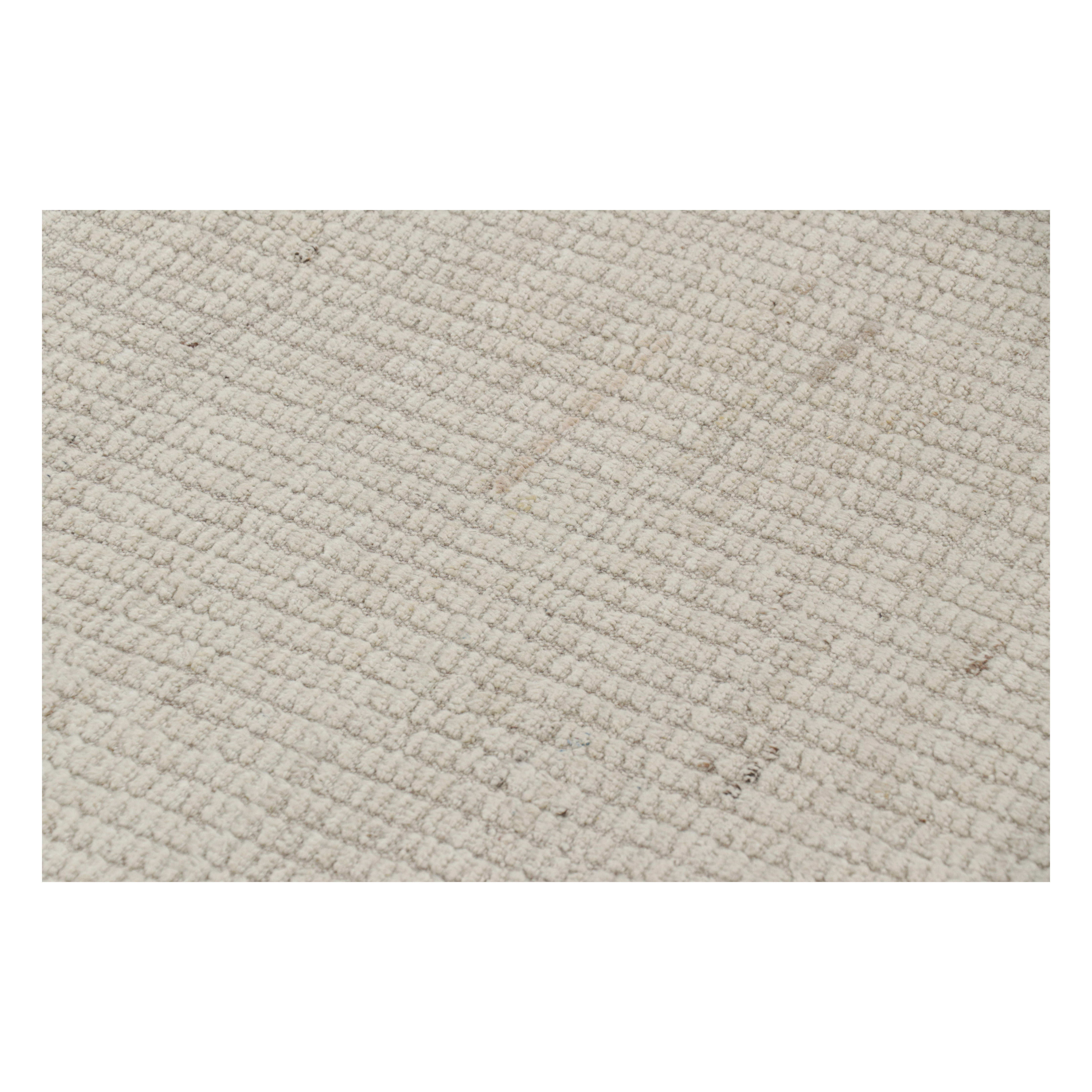 Rug & Kilim’s Oversized Kilim with Beige and White Textural Stripes and Striae