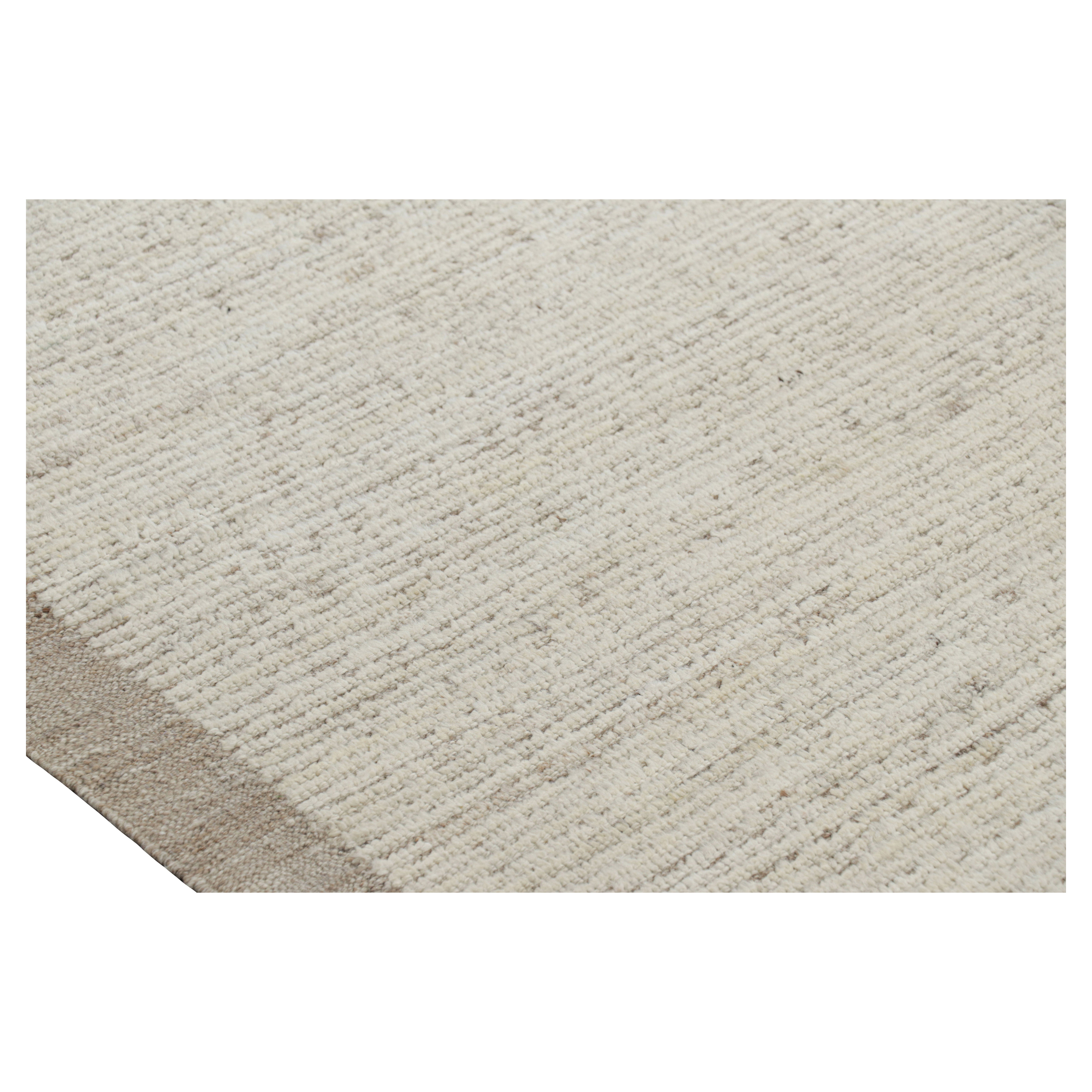Rug & Kilim’s Oversized Kilim with Beige and White Textural Stripes and Striae