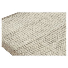Rug & Kilim’s Oversized Kilim with Beige and White Textural Stripes and Striae