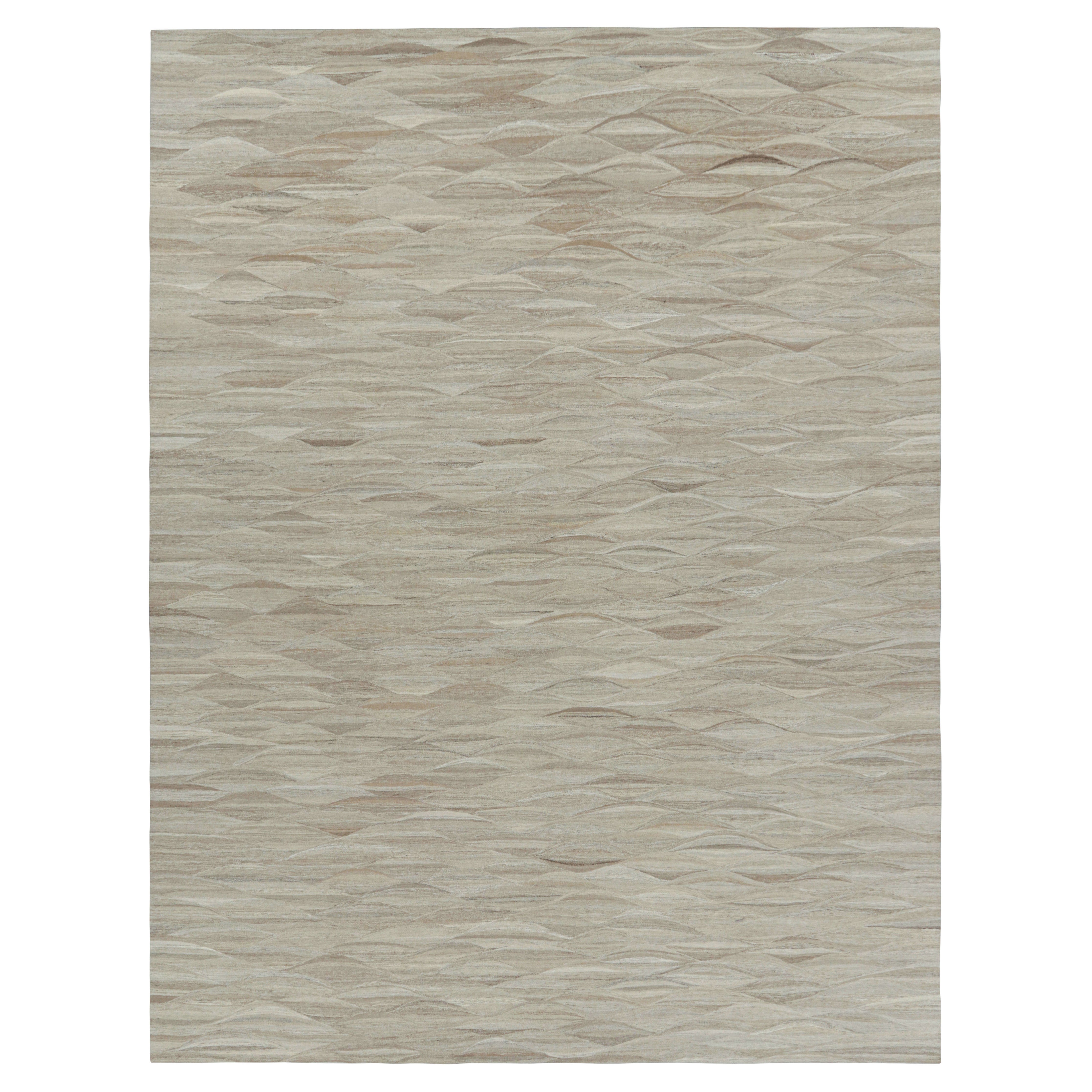 Rug & Kilim’s Oversized Kilim Rug with Muted Patterns in Beige-Brown Striae