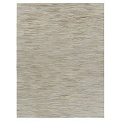 Rug & Kilim's Oversized Kilim Rug with Muted Patterns in Beige-Brown Striae (Tapis Kilim surdimensionné à motifs atténués dans des rayures beige-brun)