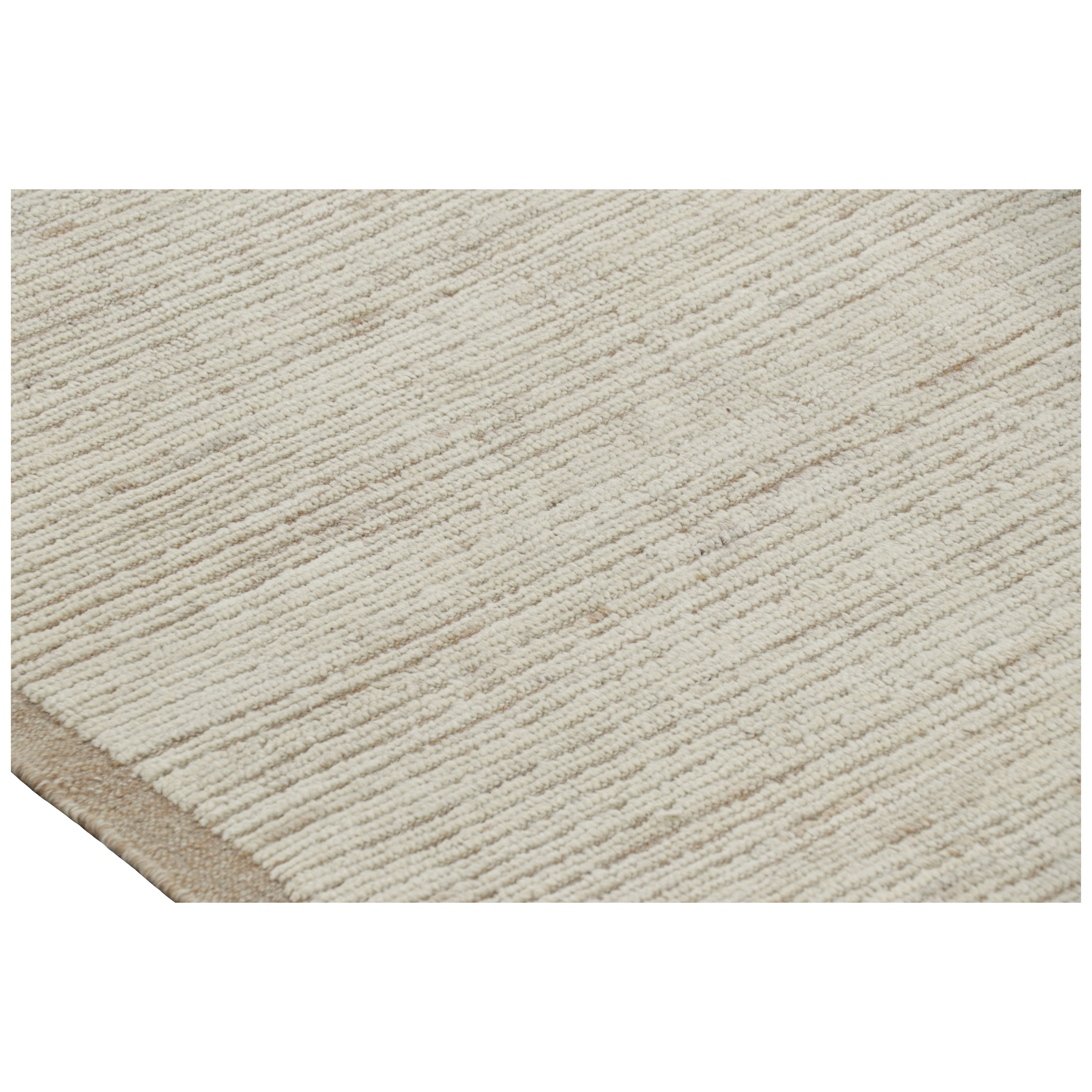 Rug & Kilim’s Oversized Kilim with Beige and White Textural Stripes and Striae
