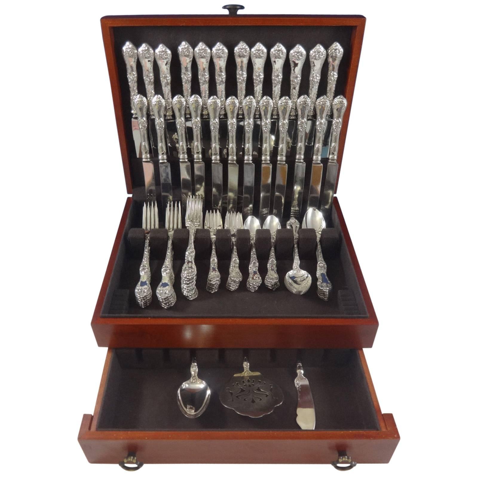 Les Cinq Fleurs by Reed 
Barton Sterling Silver Flatware Set 12 Service 87 Pcs