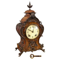 Orologio da camino Lenzkirch del 1895-1900 circa con cassa in noce