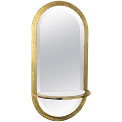 DIA Brass Racetrack Shaped Mirror with Attached Shelf