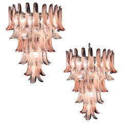 Sumptuous Pink and White Petal Murano Glass Chandelier, Italy, 1980s