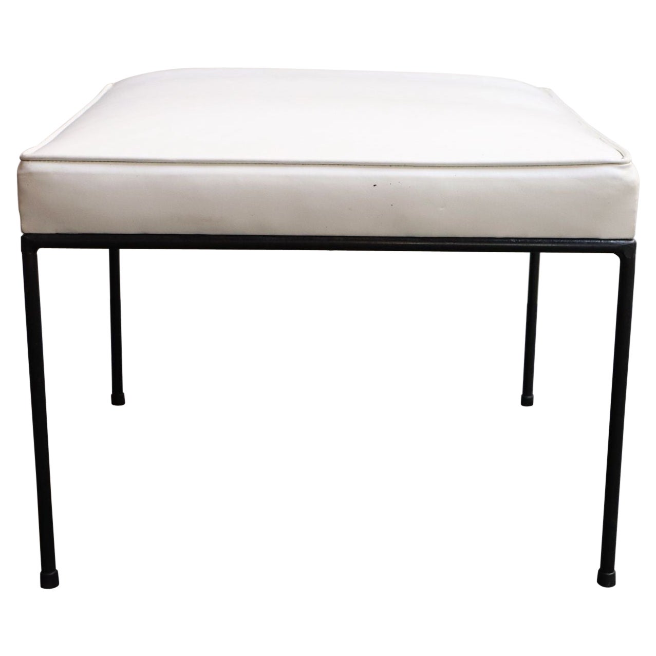 Vintage Mid-Century American Modern Wrought Iron Stool/Ottoman by Paul McCobb