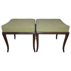 T.H. Robsjohn-Gibbings Pair of Occasional Leather Stools 4