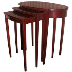 Early 20th Century Mahogany Nest of Three Tables by Mersman Furniture
