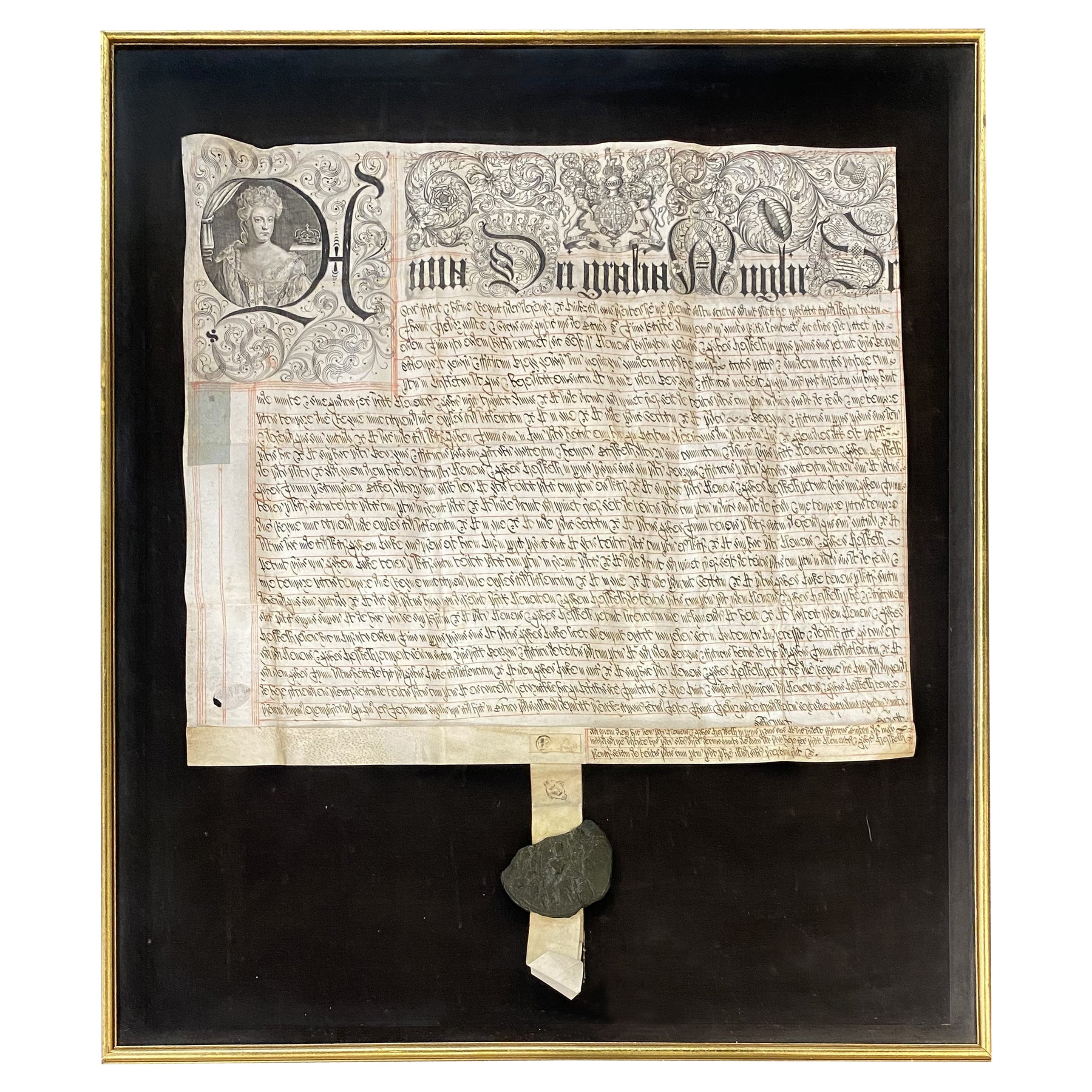 17th/18th Century Queen Anne Letters Patent on Vellum with Partial Great Seal