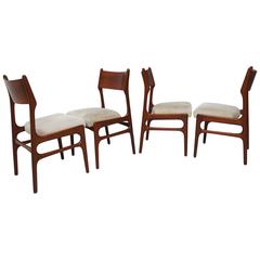 Four Mid-Century European Dining Chairs Mahogany, 1950s Danish