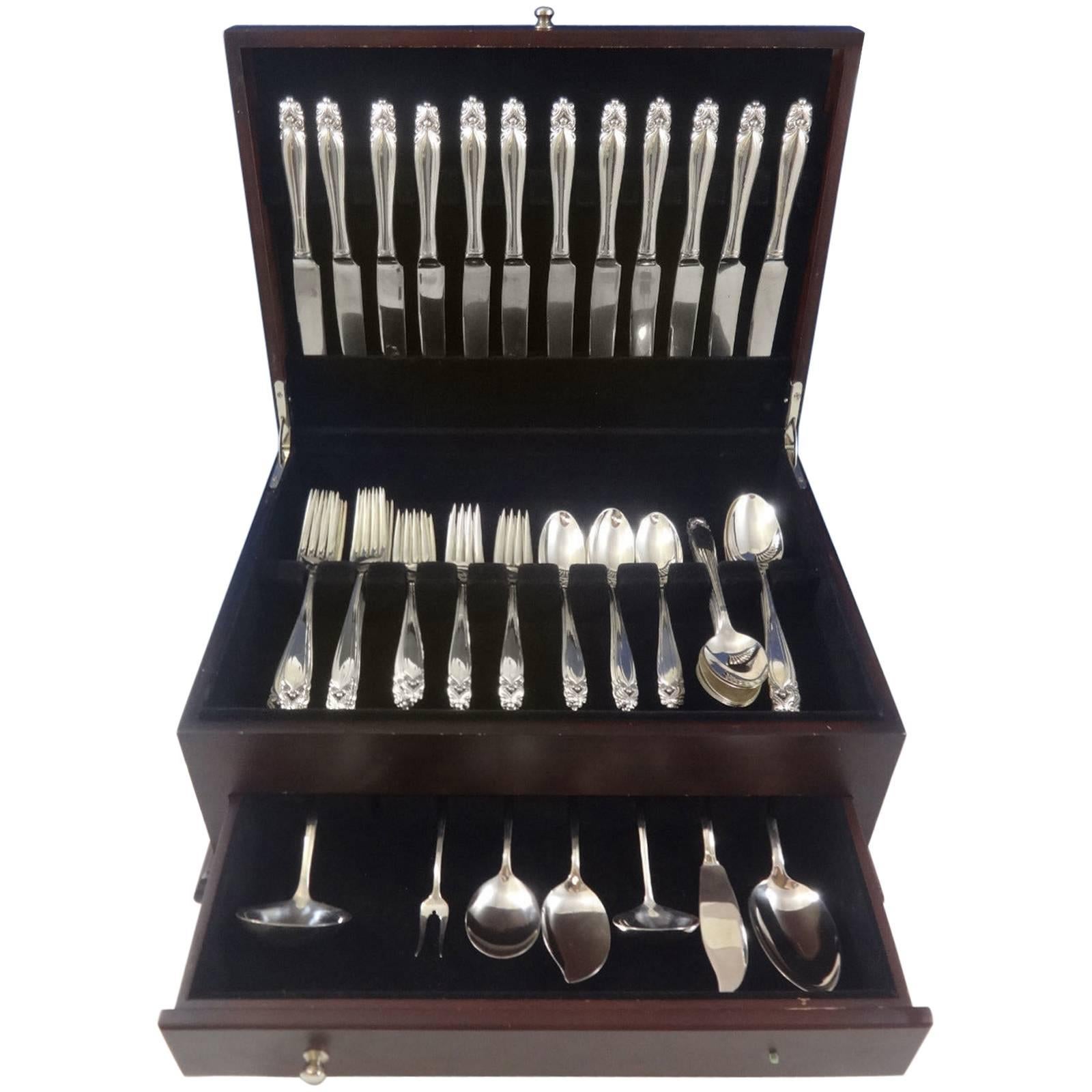 King Christian by Wallace Sterling Silver Flatware Set for 12 Service 67 Pieces