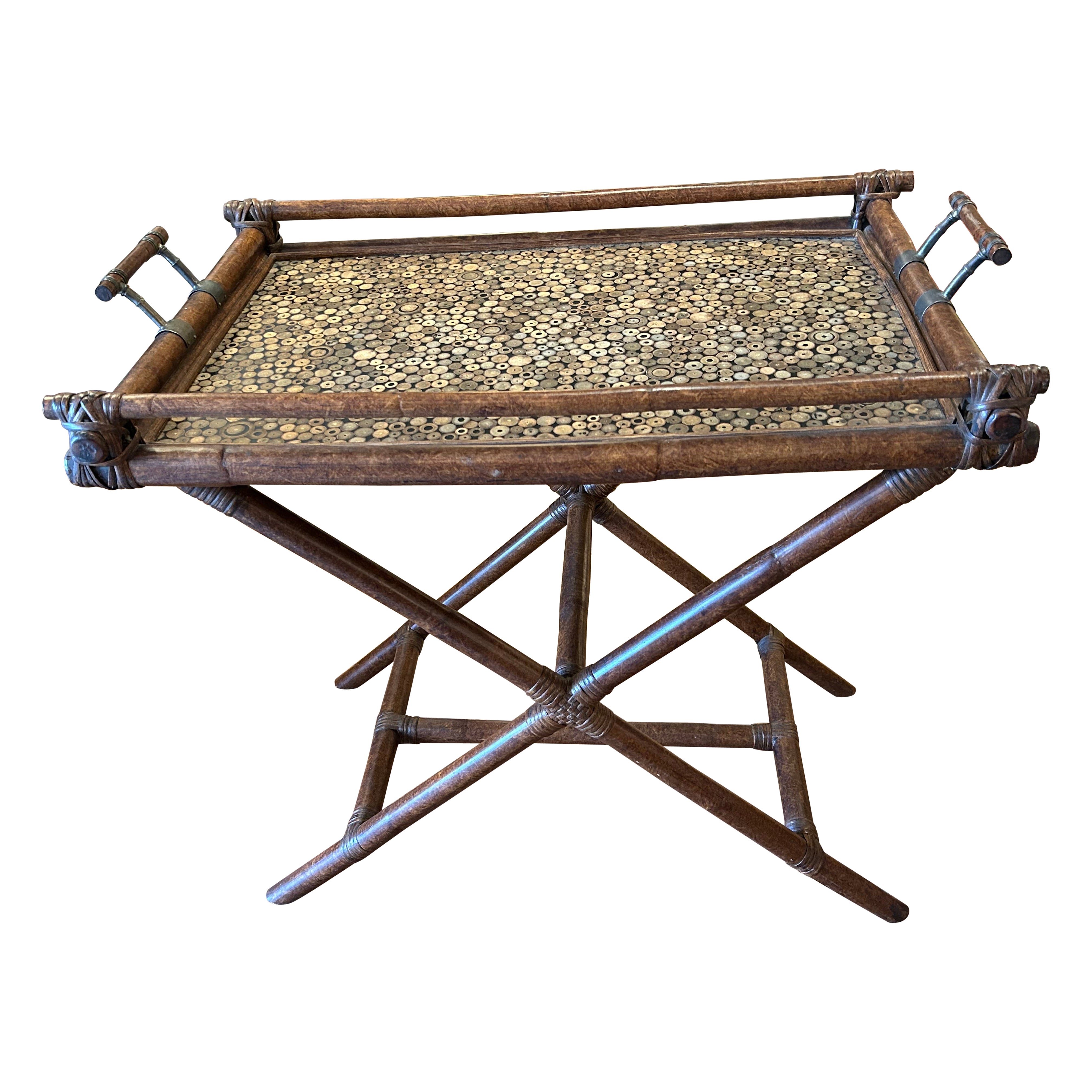 Stunning Maitland Smith Campaign Style Tray Table Bar