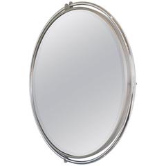 Vintage DIA Chrome Floating Round Mirror with Beveled Glass