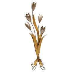 Vergoldete Stehlampe mit Blumenmuster von Hans Kögl, Deutschland, 1960er Jahre