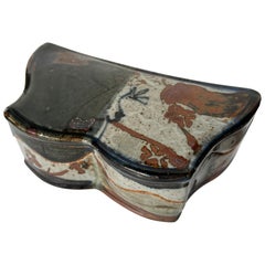 John Glick ceramic /stoneware box / jewelry / table box , signed