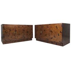 Pair of Exquisite Tortoise Shell End Tables by Directional 1