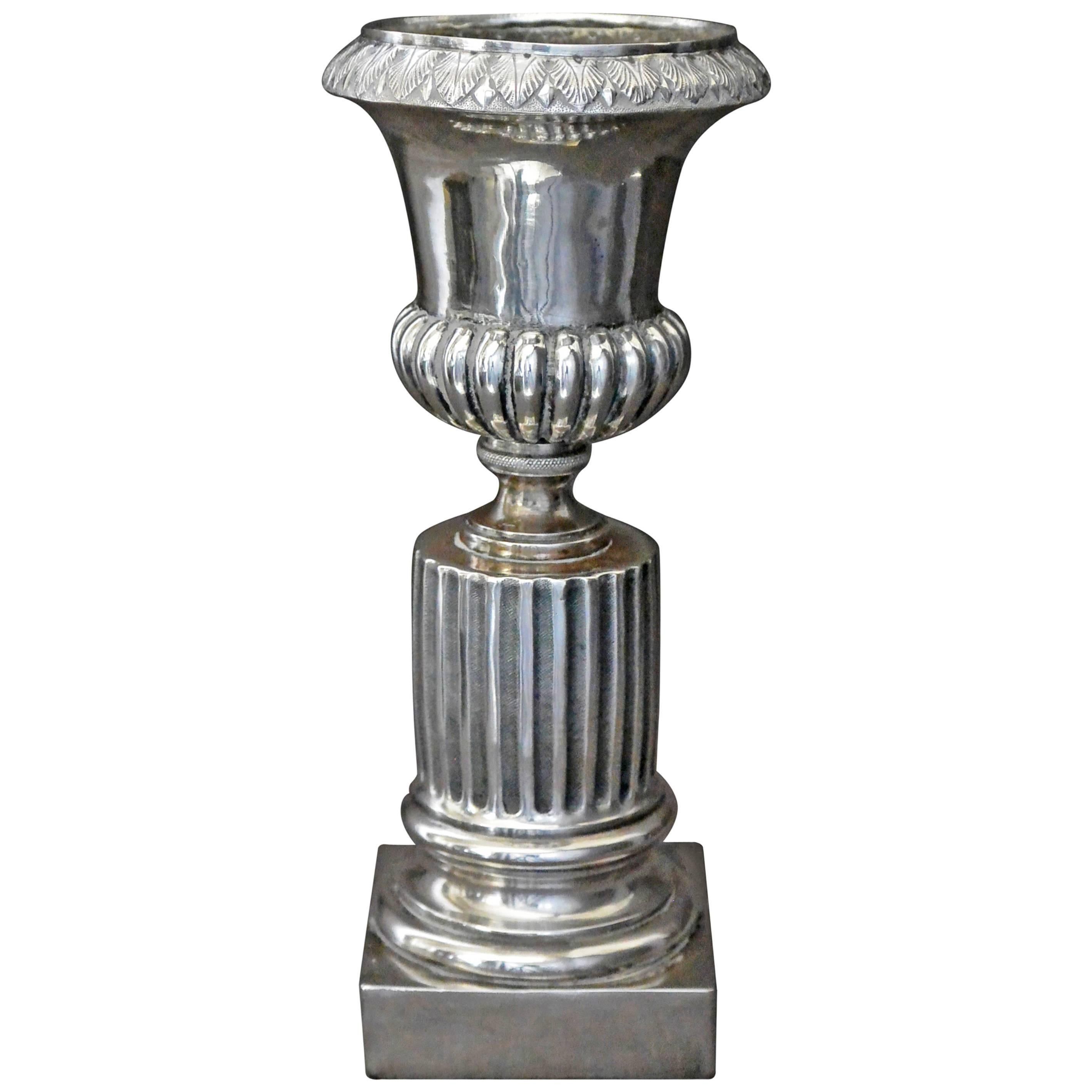 Italian Neoclassical Silver Vase For Sale