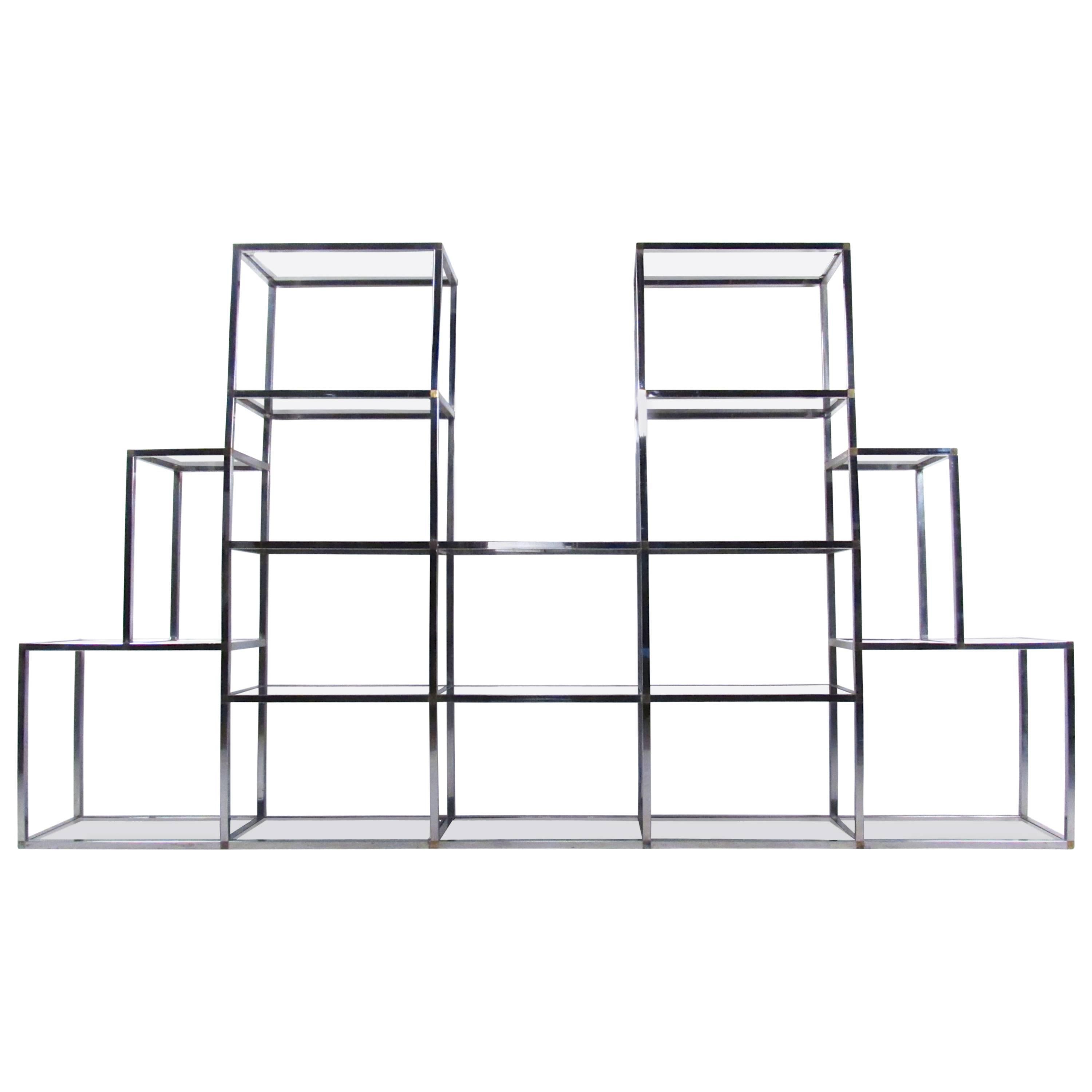 Impressive Mid-Century Modern Milo Baughman Style Etagere Display Shelf