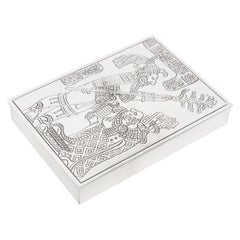 Caja abatible de plata de ley y palisandro Accesorio de escritorio moderno de mediados de siglo
