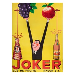 Poster originale Joker Jus-Rick Cursat-Fruit Apple Grapes Mâcon, 1955