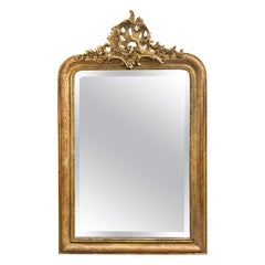 Antique French Gold Gilt Rococo Mirror With Bevelled Plate