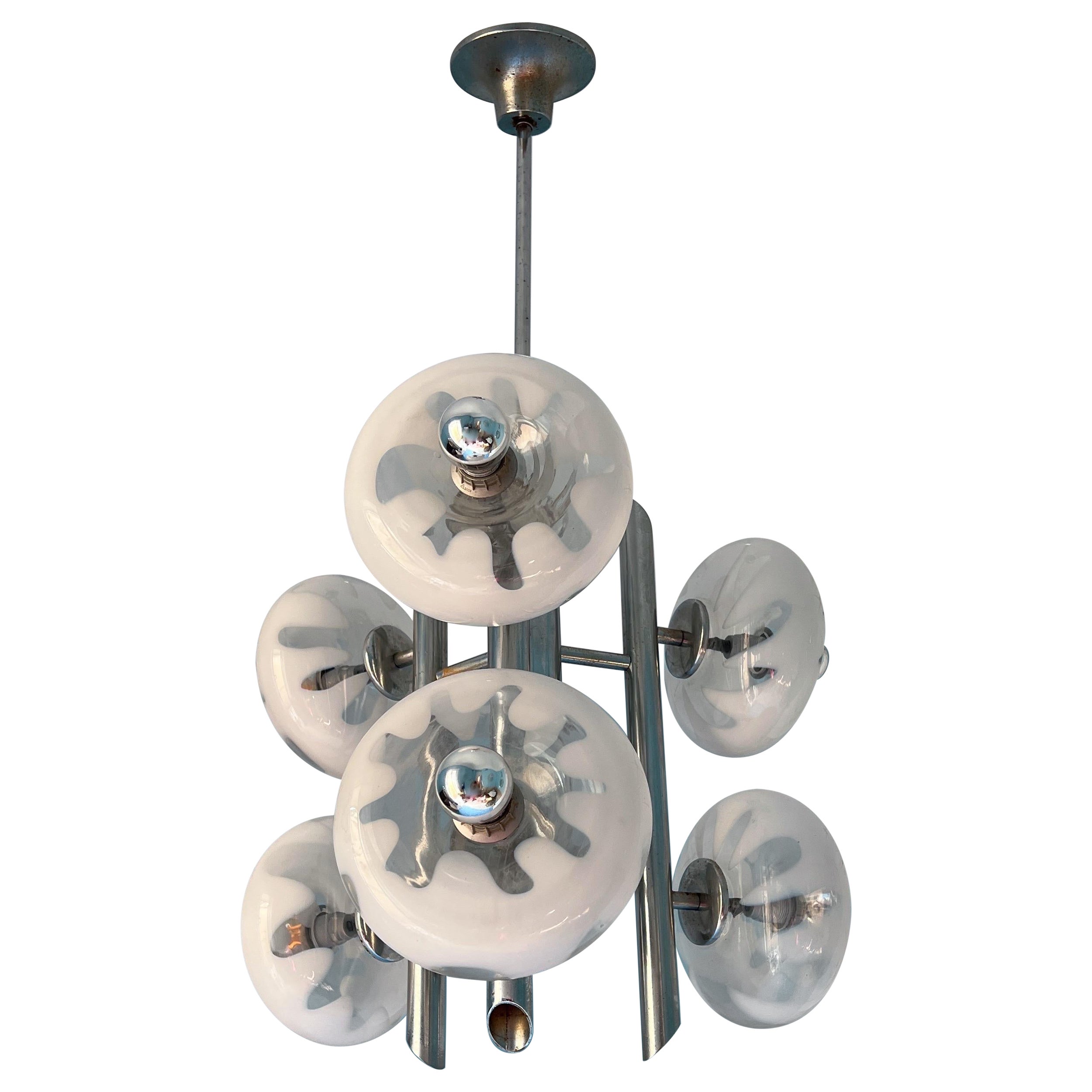 Lampadario A Space Age degli anni '70 di Carlo Nason, Murano