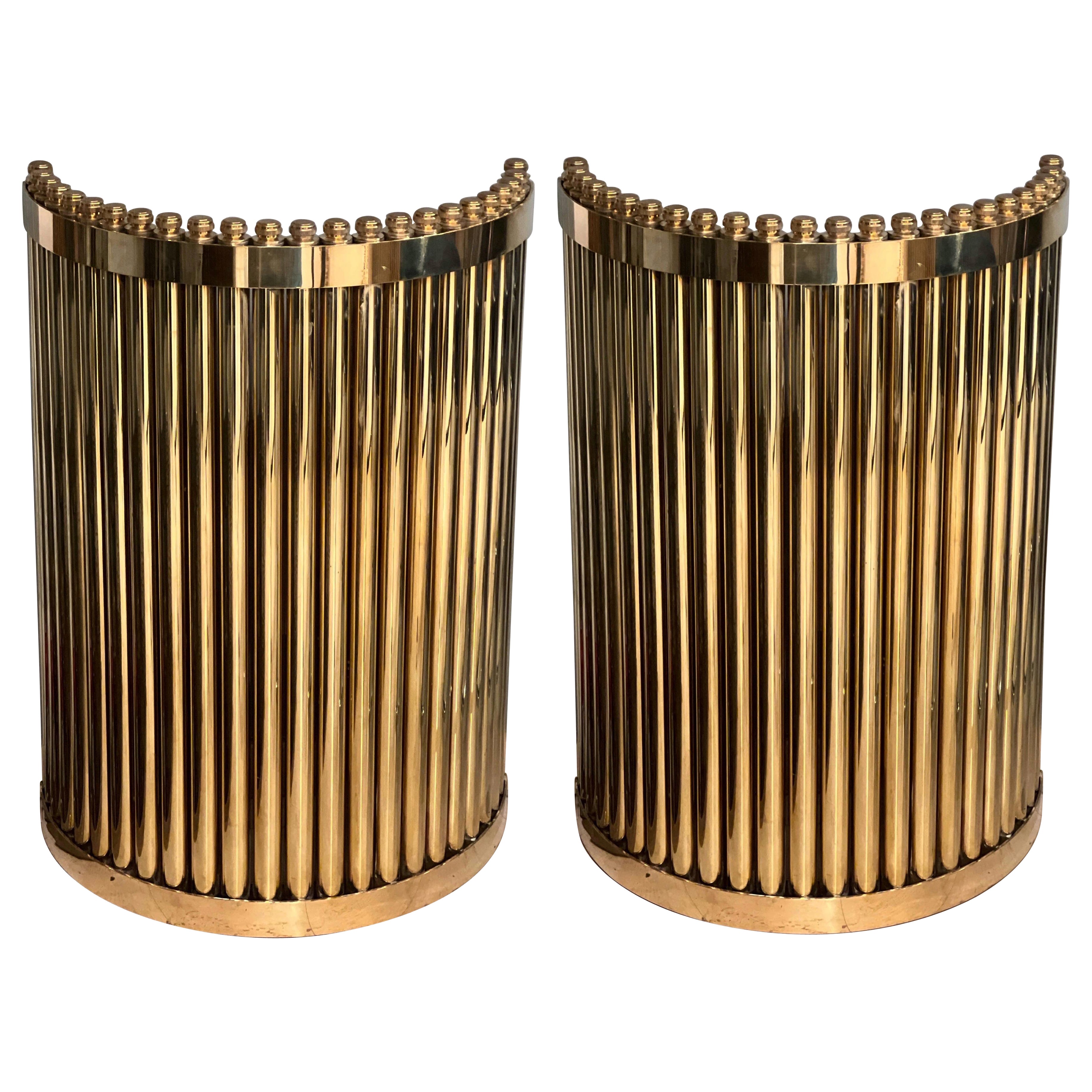 Pair of Brass Semicircular Table Bases or Consoles, 1980