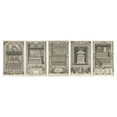 Exquisite 1740 Copperplate Engravings of English Monarchs' Tombs in Westminster