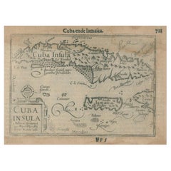 1609 Antique Map of Cuba and Jamaica by Cornelis Claesz, Rare Caribbean Map